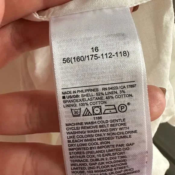 Banana Republic LINEN COTTON SHIFT DRESS sleeveless size 16 off white midi belt - Picture 6 of 11